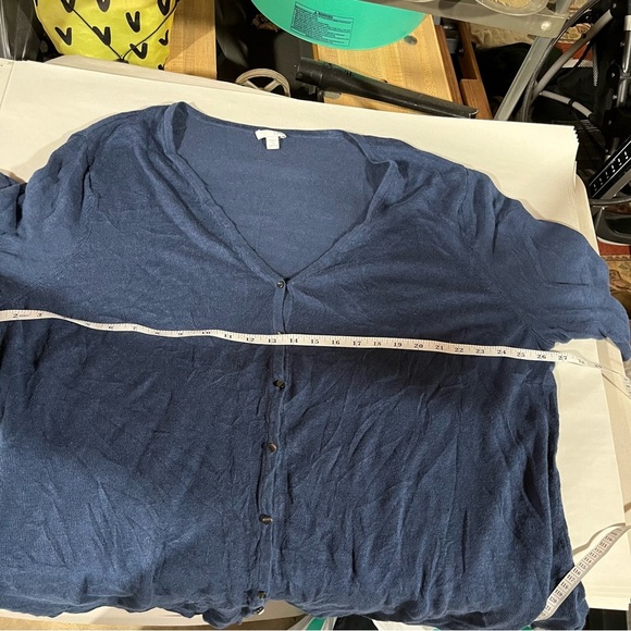 JJILL ~ Navy Blue Linen Modal Blend Cardigan 3X - Picture 8 of 9